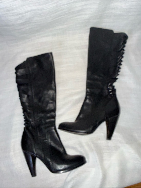 Frye Shoes - Frye Black Leather Mid-Calf Heeled Boots
